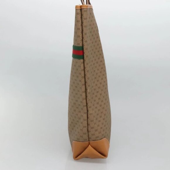 GUCCI Micro GG Supreme Web Sherry Line Bag PVC Beige Gold Auth ep9489 - Picture 6 of 16